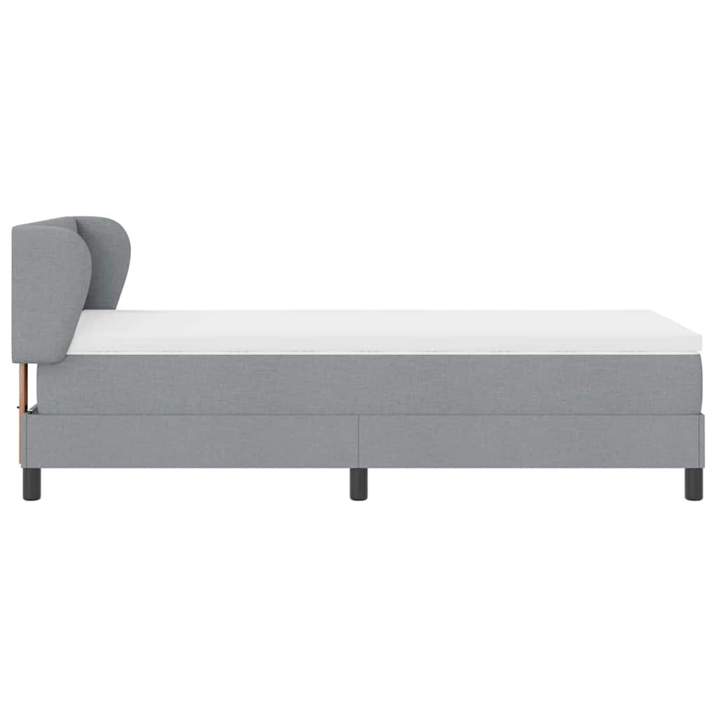 Lit à ressorts avec tête de lit Gris clair 100 x 200 cm tissu