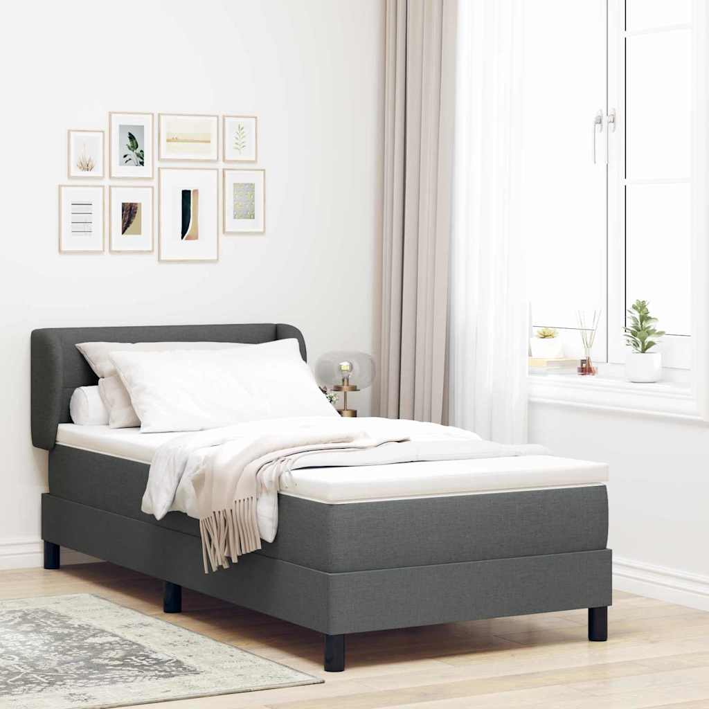 Lit boxspring avec matelas Gris foncé 100 x 200 cm tissu - XIOS