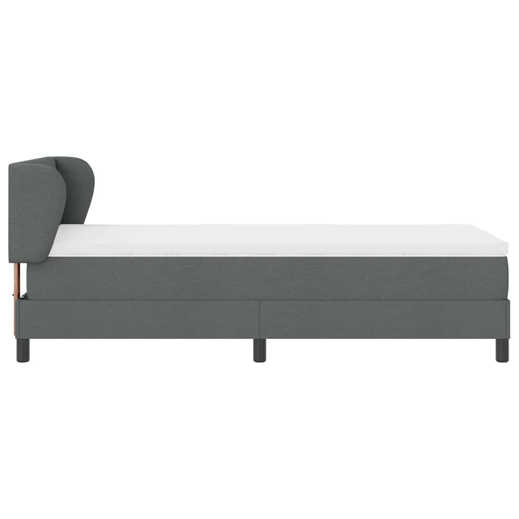 Lit à ressorts avec tête de lit Gris foncé 100 x 200 cm tissu