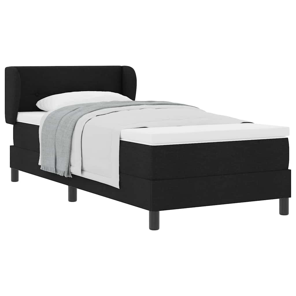 Lit à ressorts avec matelas Noir 100 x 200 cm tissu - XIOS