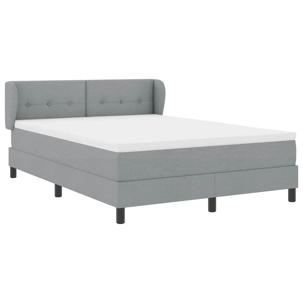Lit à ressorts avec tête de lit Gris clair 140 x 190 cm tissu - XIOS