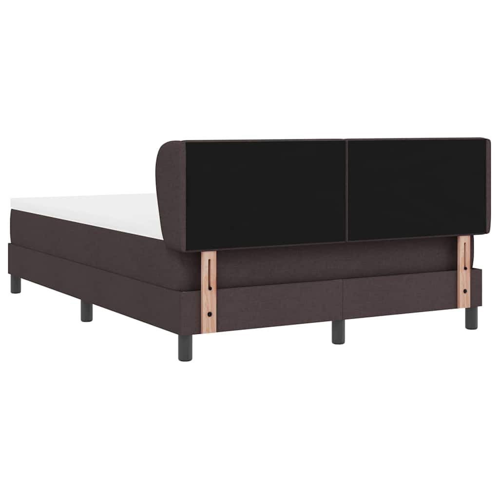 Lit à ressorts avec tête de lit Marron foncé 140 x 190 cm tissu - XIOS
