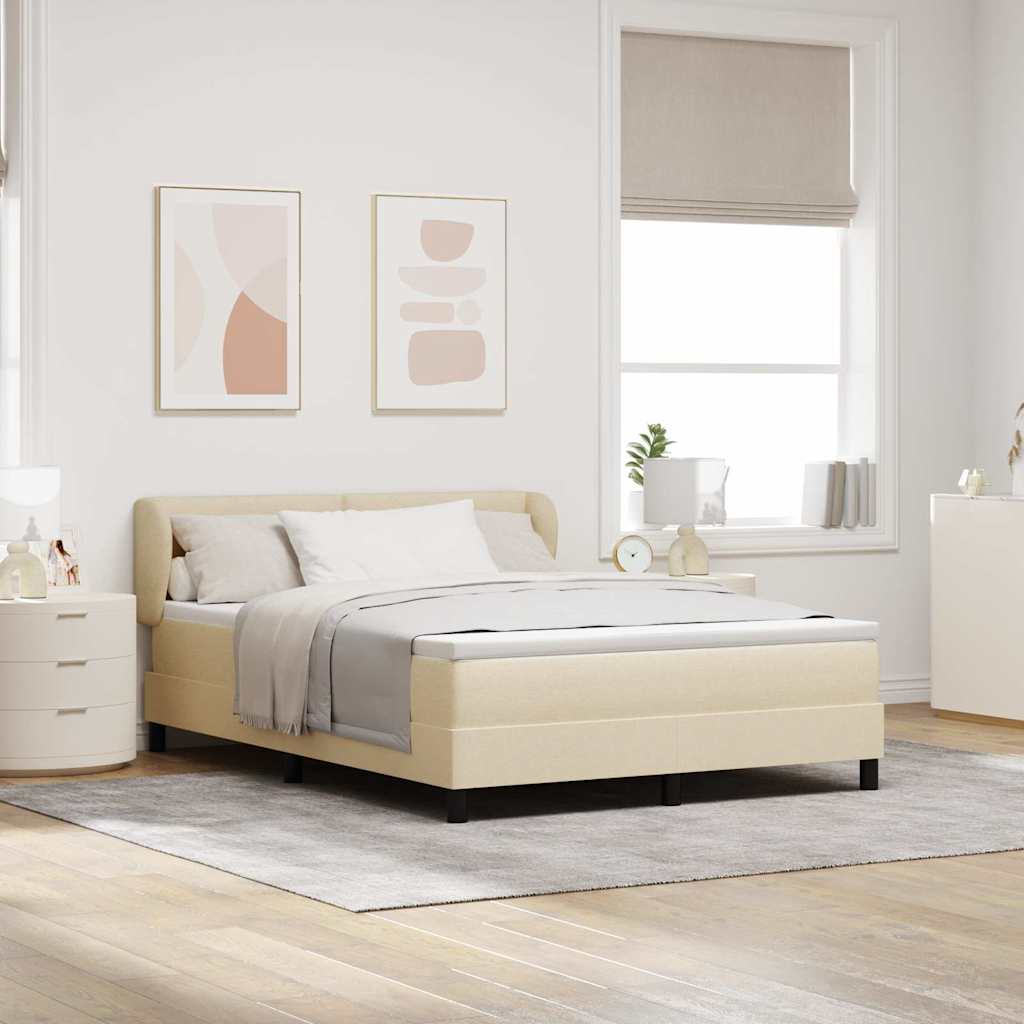Lit à ressorts avec matelas Crème 140 x 190 cm tissu - XIOS