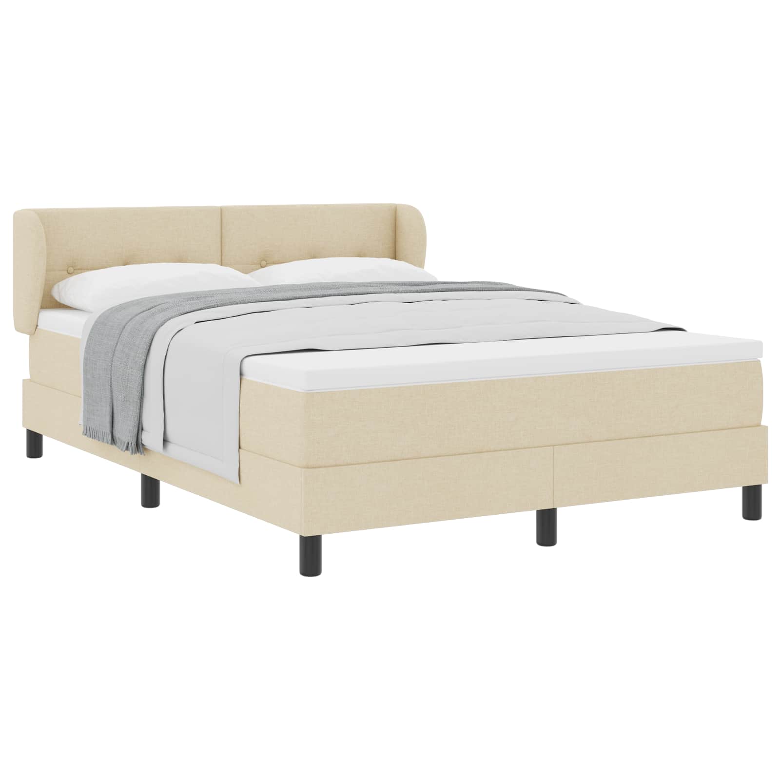 Lit à ressorts avec matelas Crème 140 x 190 cm tissu - XIOS