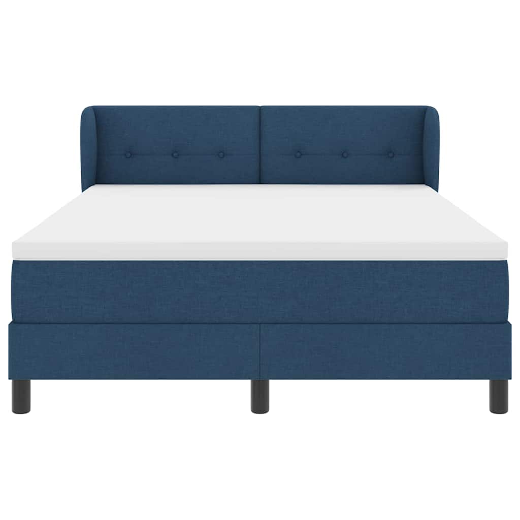 Lit à ressorts avec matelas Bleu 140 x 200 cm tissu - XIOS