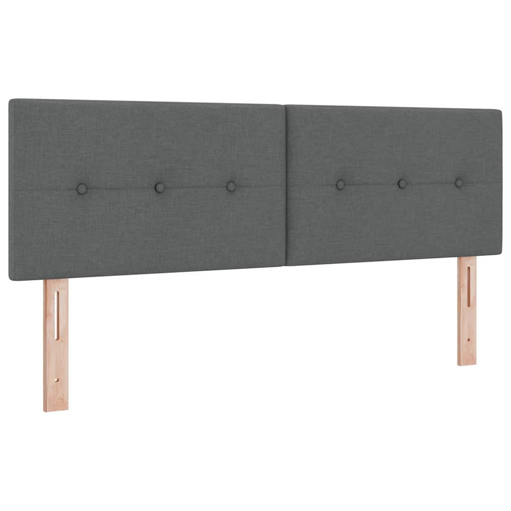 Lit à ressorts avec tête de lit Gris foncé 160 x 200 cm tissu