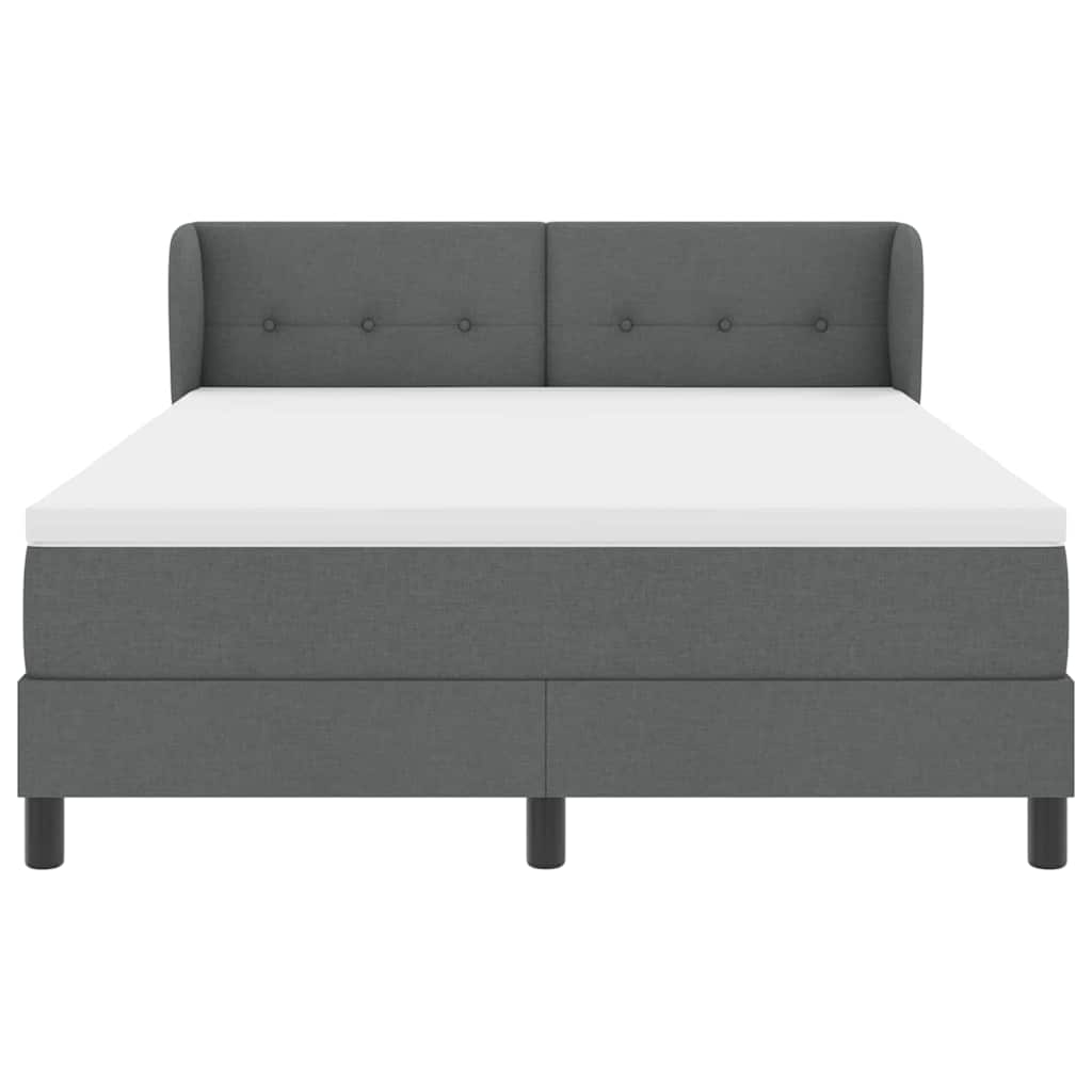 Lit à ressorts avec tête de lit Gris foncé 160 x 200 cm tissu