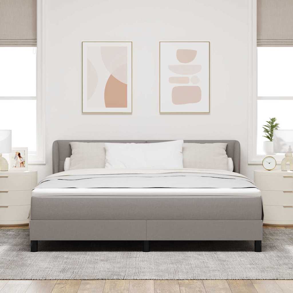 Lit à ressorts avec tête de lit Taupe 180 x 200 cm tissu