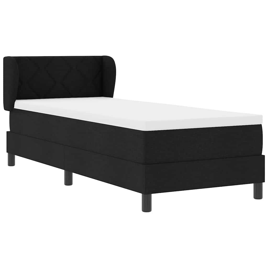 Lit à ressorts avec tête de lit Noir 80 x 200 cm tissu - XIOS