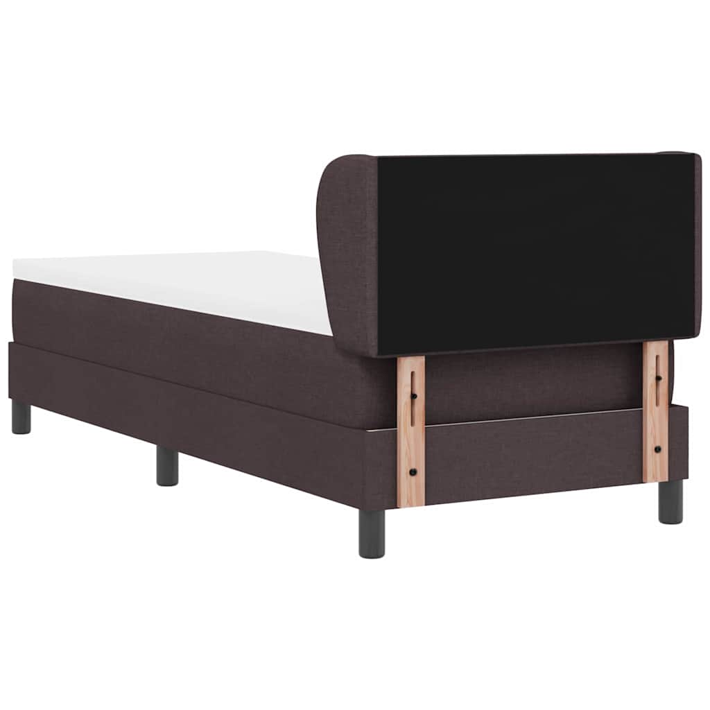 Lit à ressorts avec tête de lit Marron foncé 80 x 200 cm tissu - XIOS