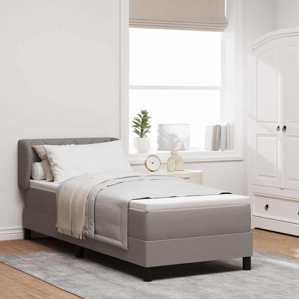 Lit à ressorts avec tête de lit Taupe 80 x 200 cm tissu - XIOS