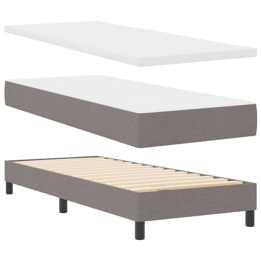 Lit à ressorts avec tête de lit Taupe 80 x 200 cm tissu - XIOS
