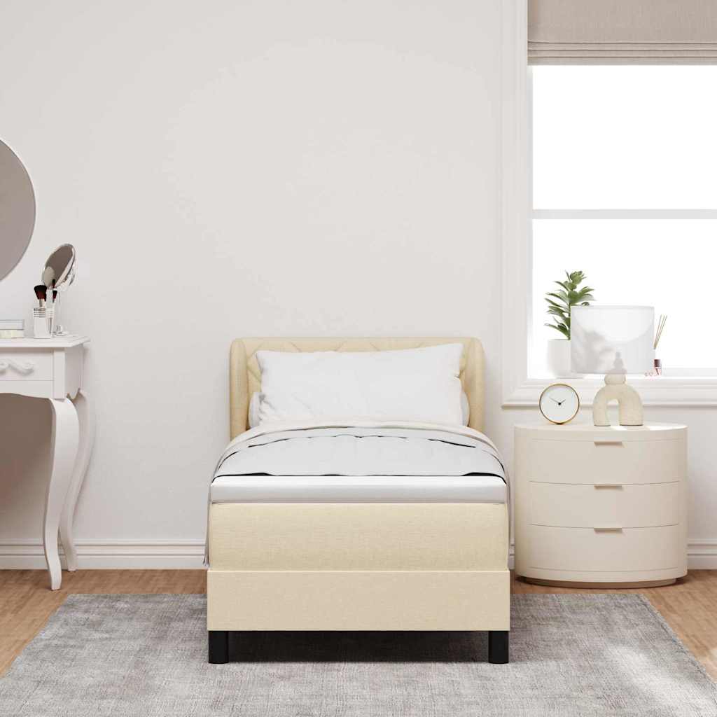 Lit à ressorts avec matelas Crème 80 x 200 cm tissu - XIOS