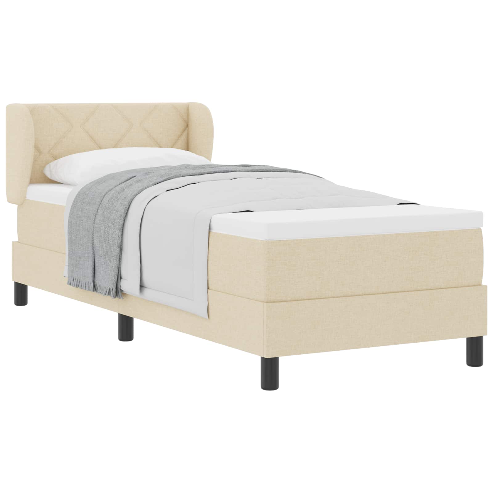 Lit à ressorts avec matelas Crème 80 x 200 cm tissu - XIOS