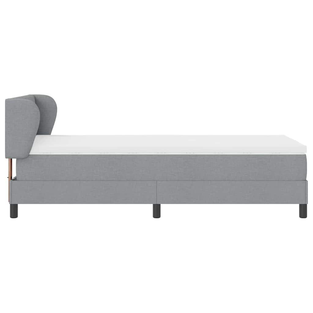 Lit à ressorts avec tête de lit Gris clair 100 x 200 cm tissu
