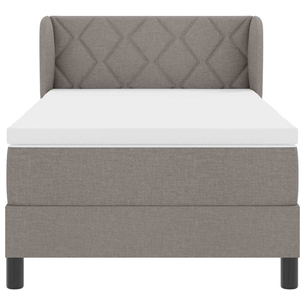 Lit à ressorts avec tête de lit Taupe 100 x 200 cm tissu - XIOS