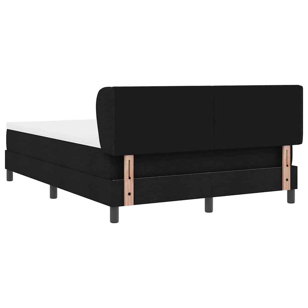 Lit à ressorts avec tête de lit Noir 140 x 190 cm tissu