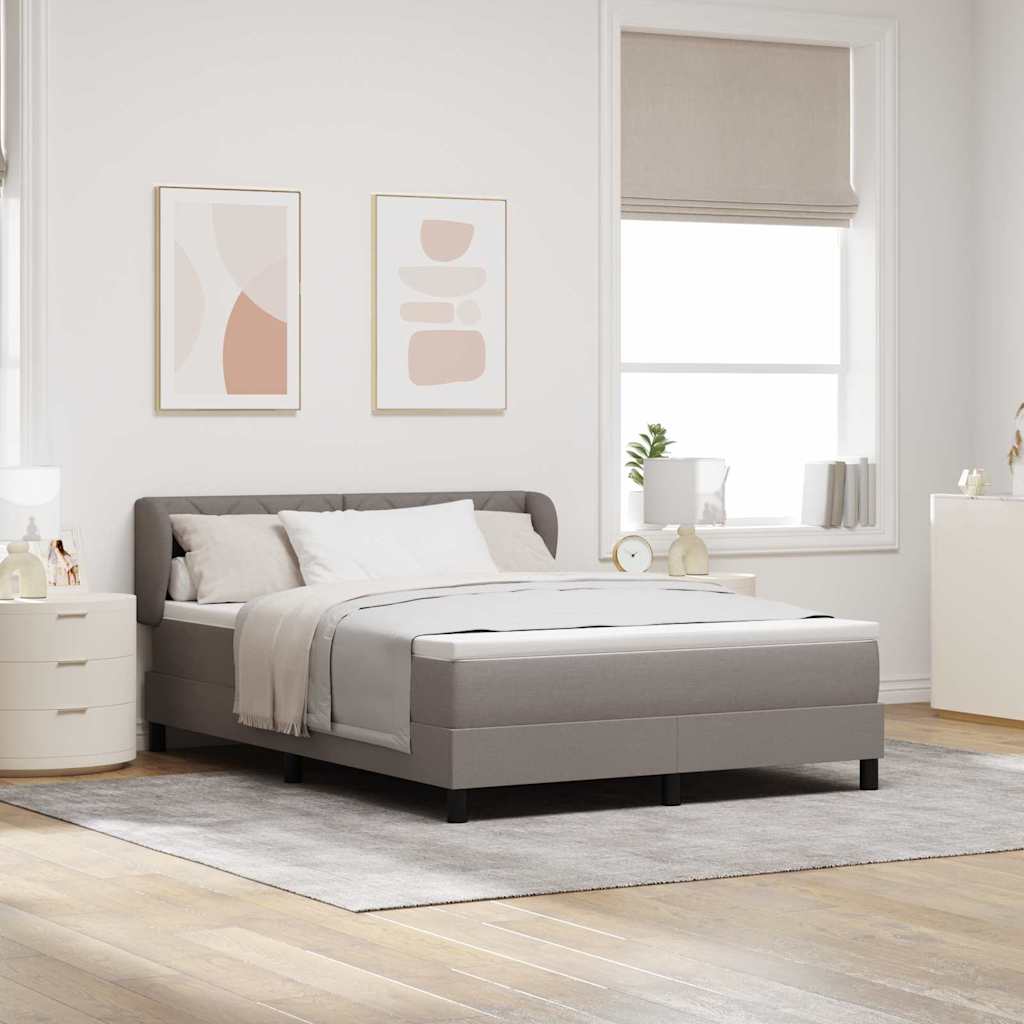 Lit à ressorts avec tête de lit Taupe 140 x 200 cm tissu