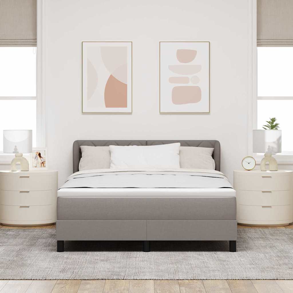 Lit à ressorts avec tête de lit Taupe 140 x 200 cm tissu