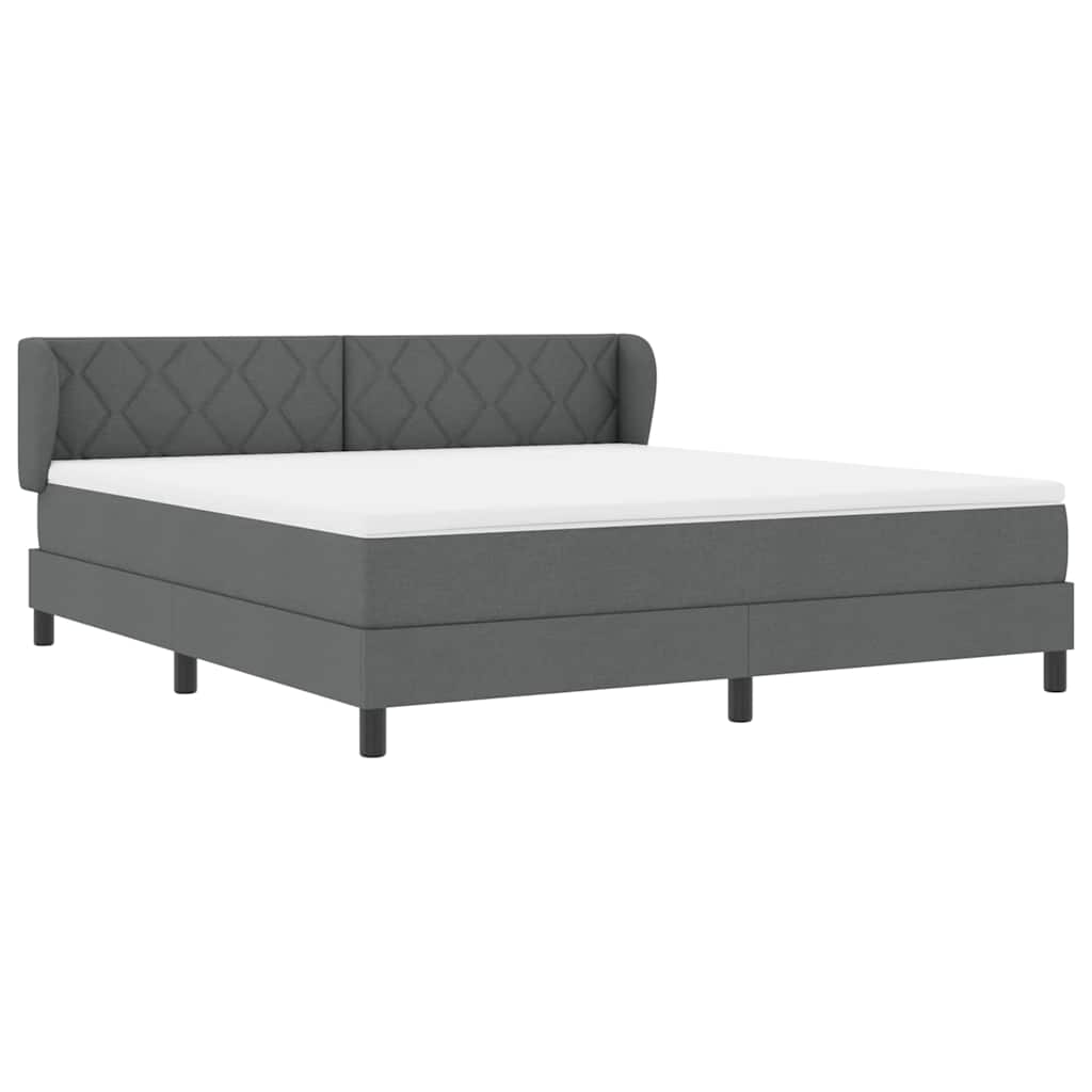 Lit à ressorts avec tête de lit Gris foncé 180 x 200 cm tissu