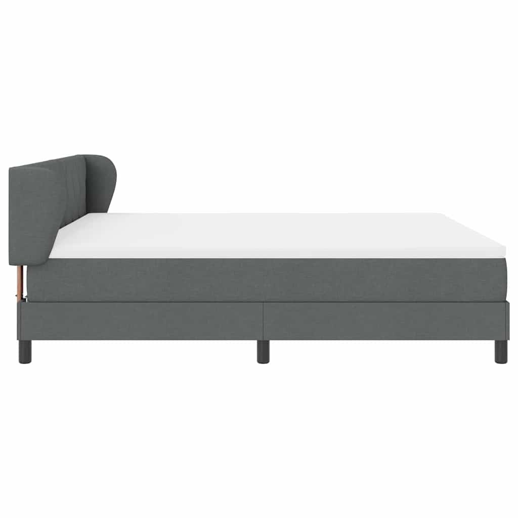 Lit à ressorts avec tête de lit Gris foncé 180 x 200 cm tissu