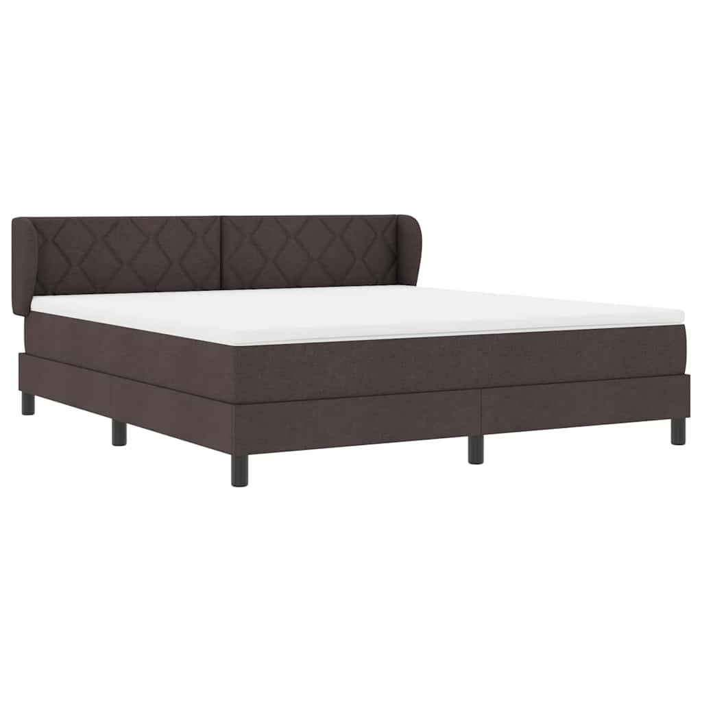 Lit à ressorts avec tête de lit Marron foncé 180 x 200 cm tissu