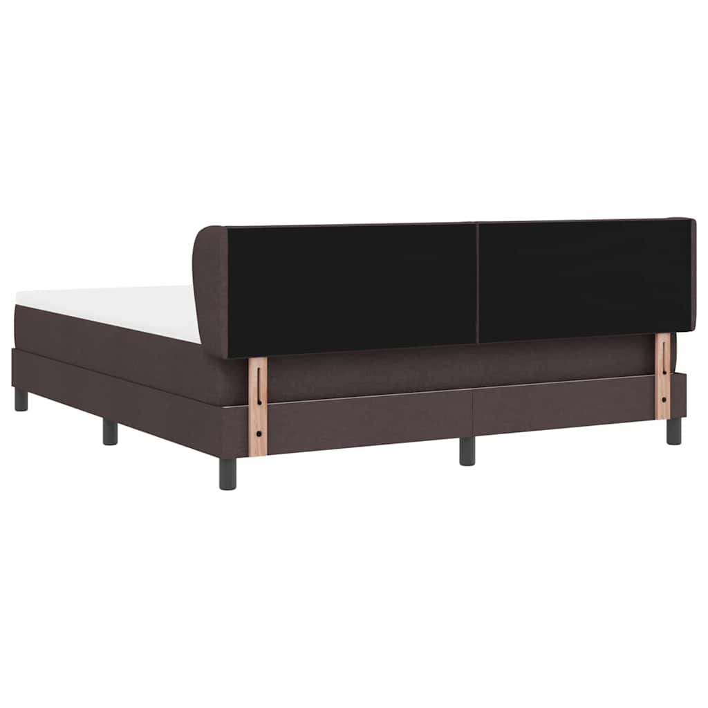 Lit à ressorts avec tête de lit Marron foncé 180 x 200 cm tissu