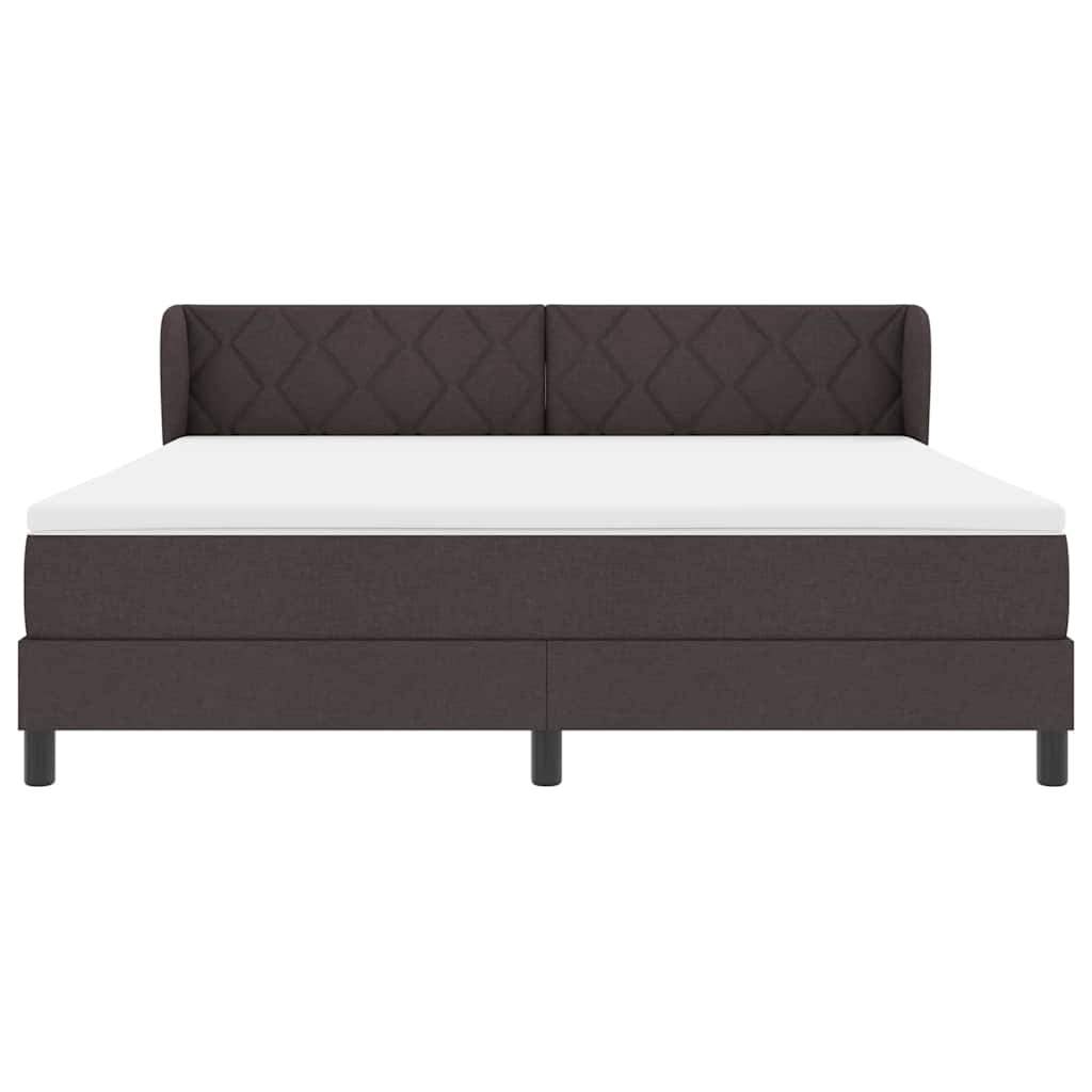 Lit à ressorts avec tête de lit Marron foncé 180 x 200 cm tissu