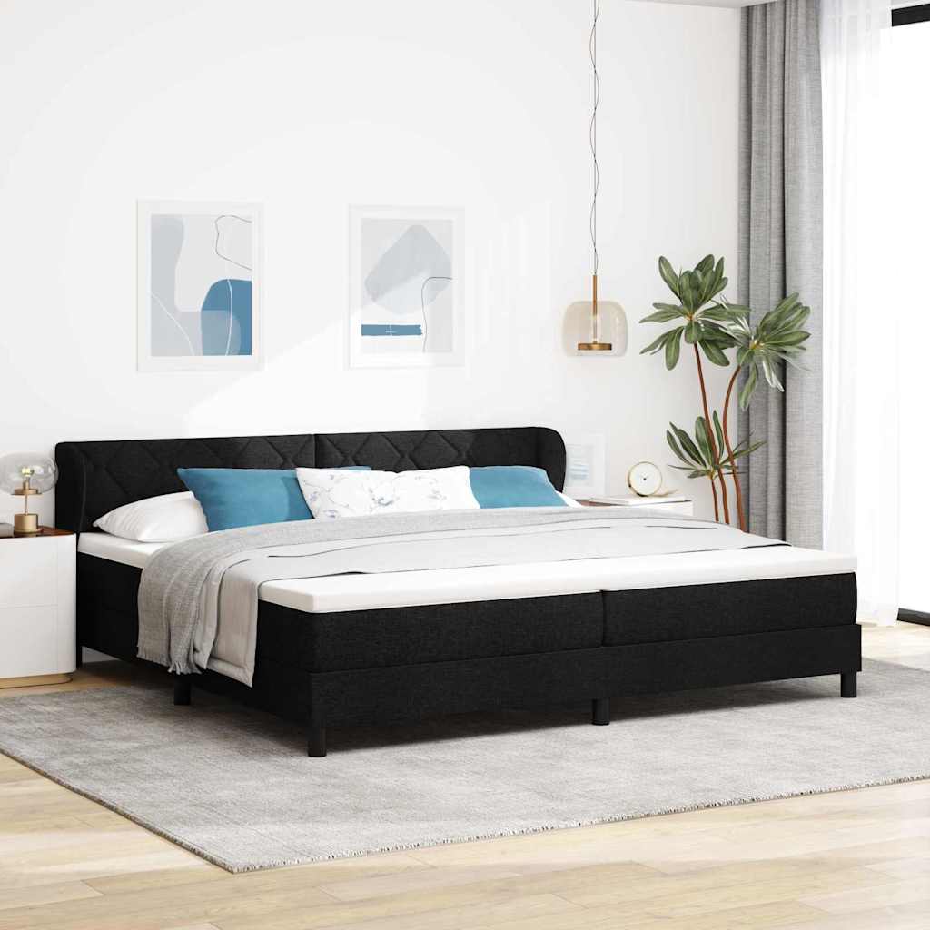 Lit boxspring avec matelas avec matelas Noir 200 x 200 cm tissu - XIOS