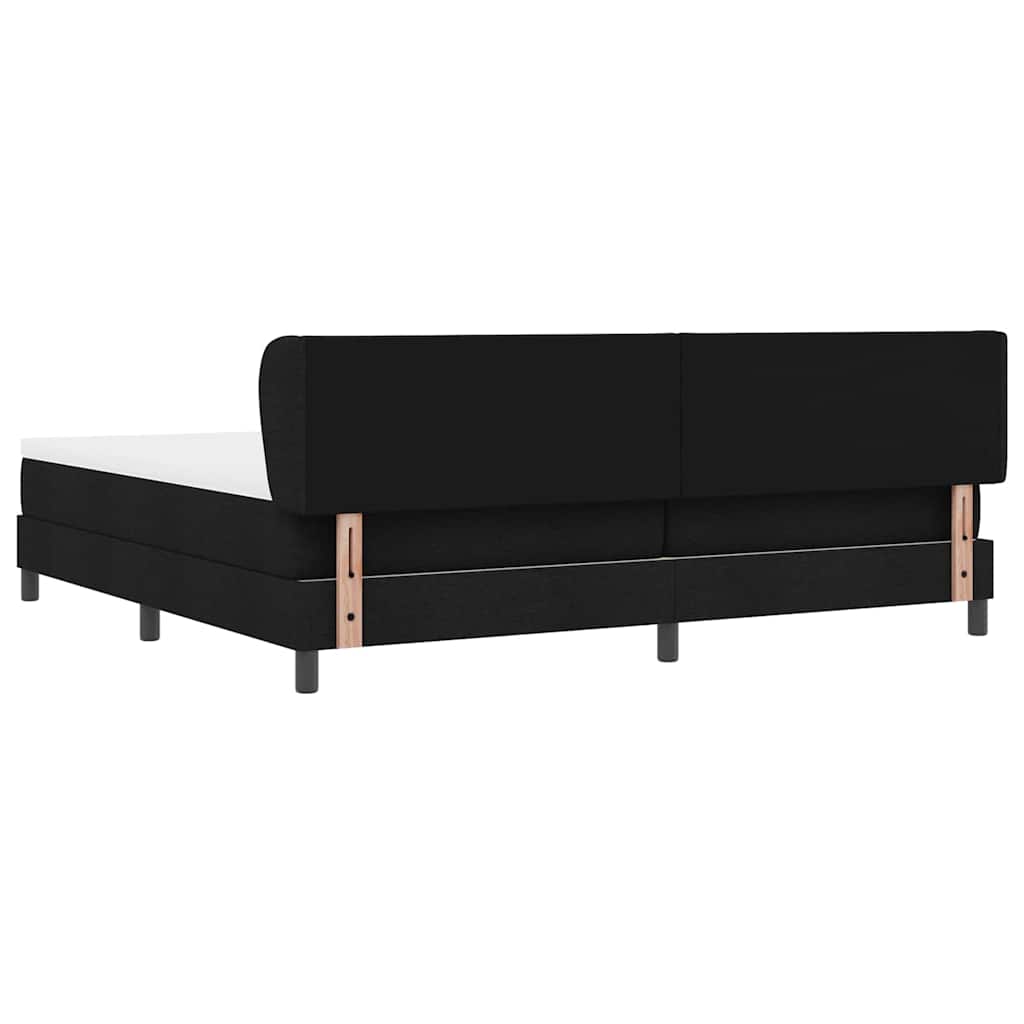 Lit à ressorts avec tête de lit Noir 200 x 200 cm tissu