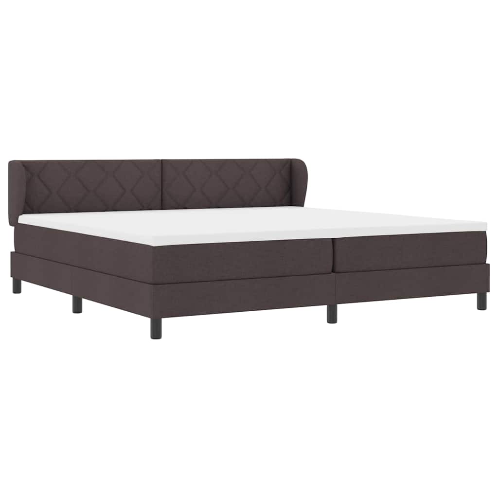 Lit à ressorts avec tête de lit Marron foncé 200 x 200 cm tissu