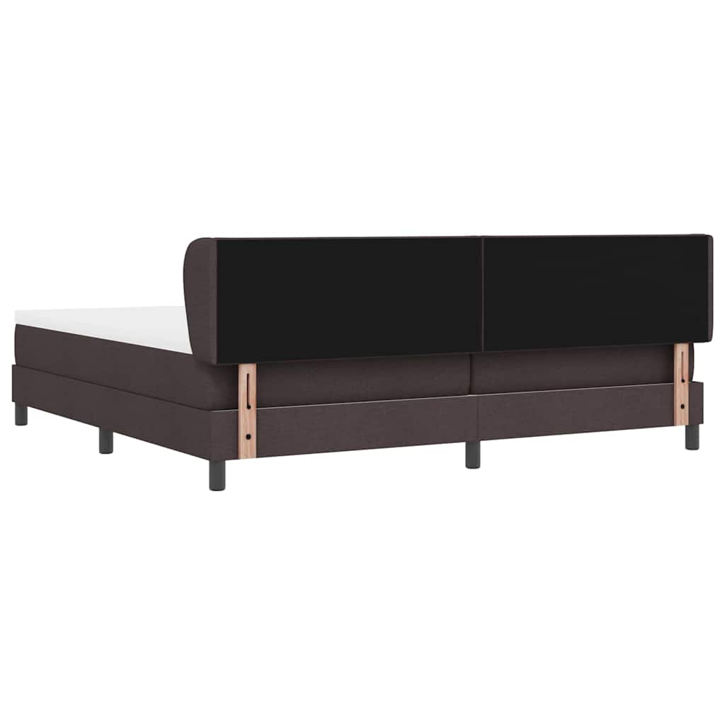 Lit à ressorts avec tête de lit Marron foncé 200 x 200 cm tissu