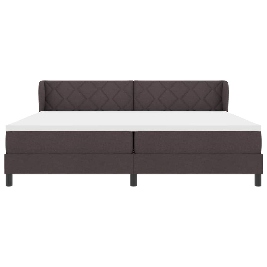 Lit à ressorts avec tête de lit Marron foncé 200 x 200 cm tissu