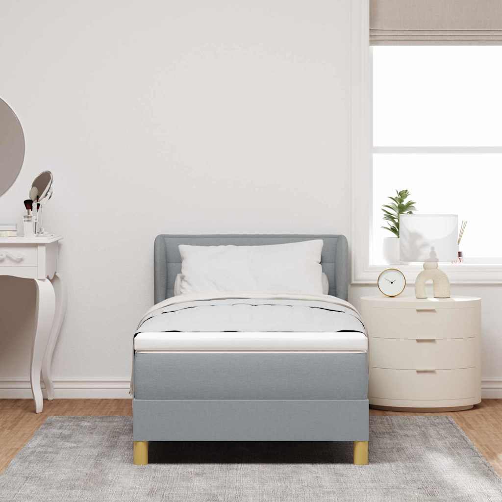 Lit à ressorts avec matelas Gris clair 80 x 200 cm tissu - XIOS