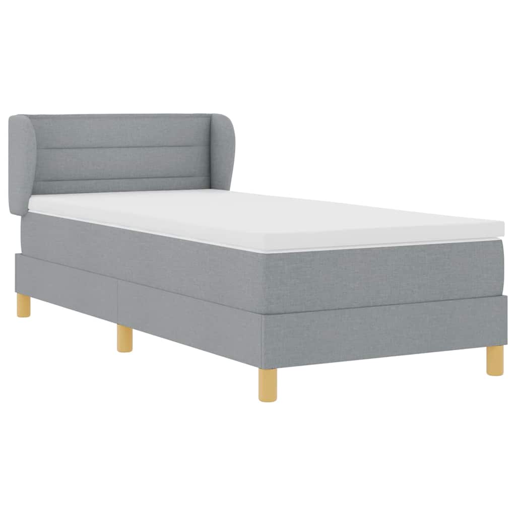 Lit à ressorts avec matelas Gris clair 80 x 200 cm tissu - XIOS