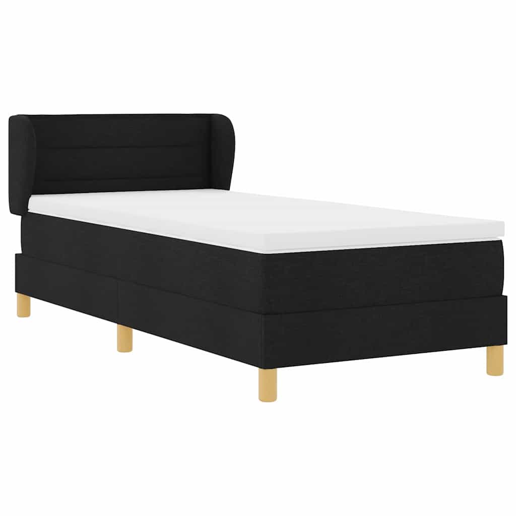 Lit à ressorts avec matelas Noir 80 x 200 cm tissu - XIOS