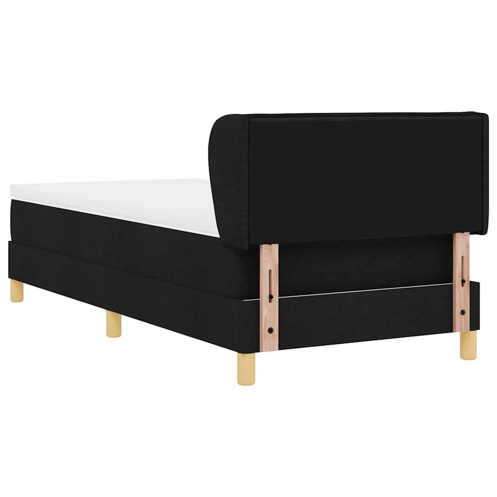 Lit à ressorts avec matelas Noir 80 x 200 cm tissu - XIOS