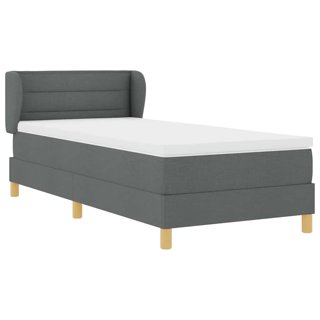 Lit à ressorts avec matelas Gris foncé 90 x 190 cm tissu - XIOS
