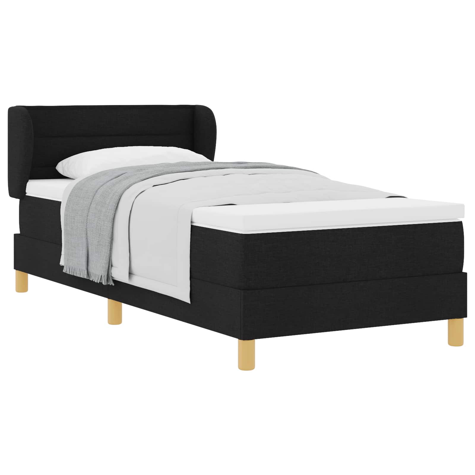 Lit à ressorts avec matelas Noir 90 x 190 cm tissu - XIOS