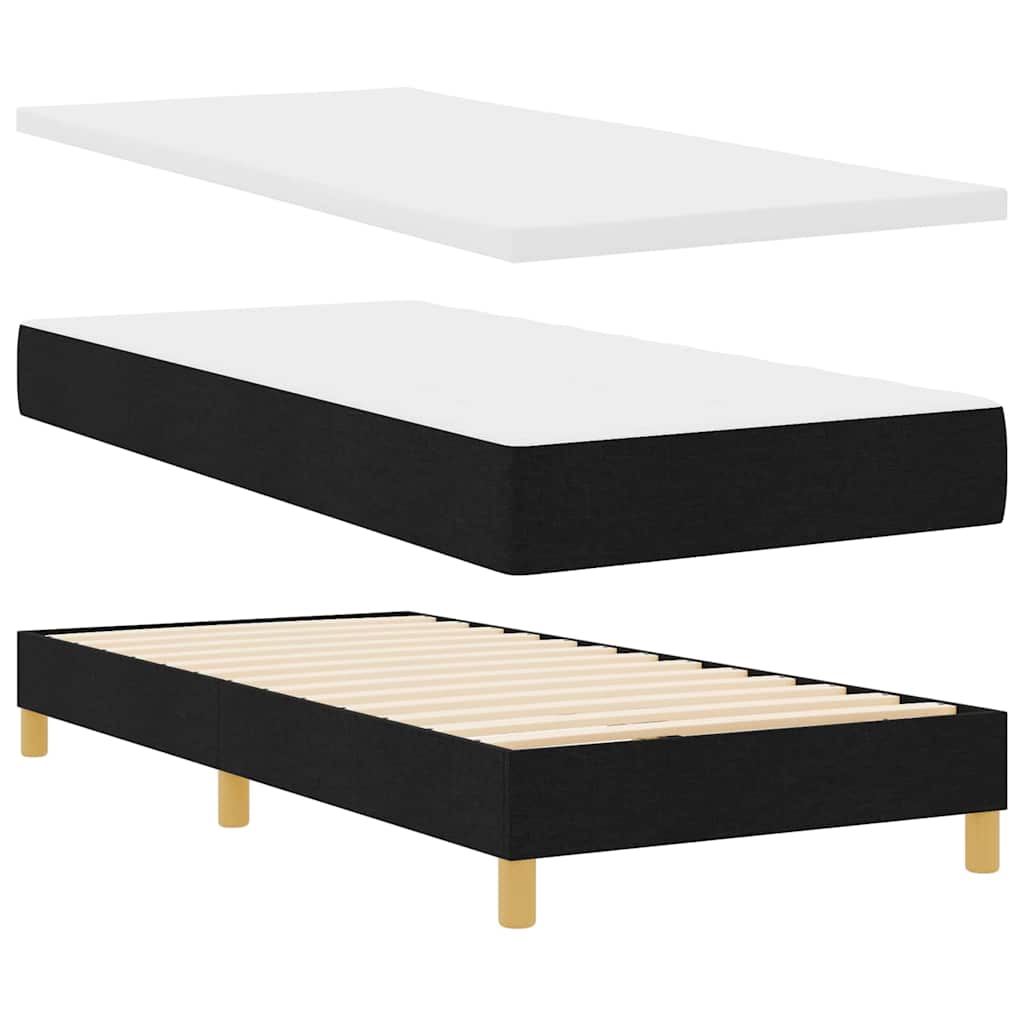Lit à ressorts avec matelas Noir 90 x 200 cm tissu - XIOS