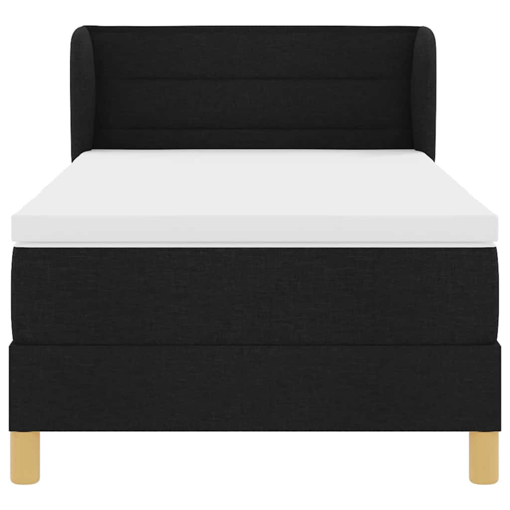 Lit à ressorts avec matelas Noir 90 x 200 cm tissu - XIOS