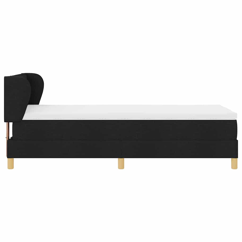 Lit à ressorts avec matelas Noir 90 x 200 cm tissu - XIOS