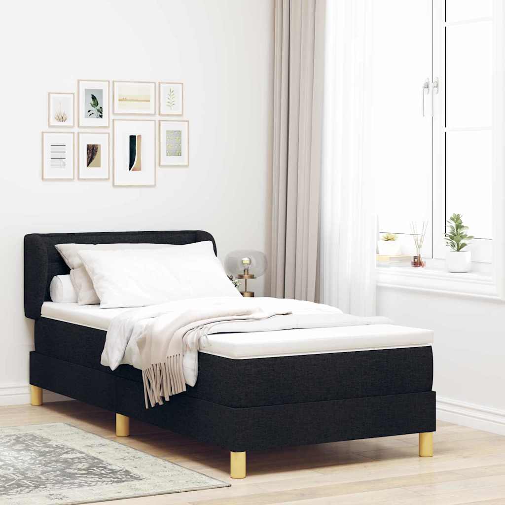 Lit à ressorts avec matelas Noir 100 x 200 cm tissu - XIOS