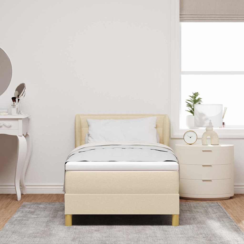 Lit à ressorts avec matelas Crème 100 x 200 cm tissu - XIOS