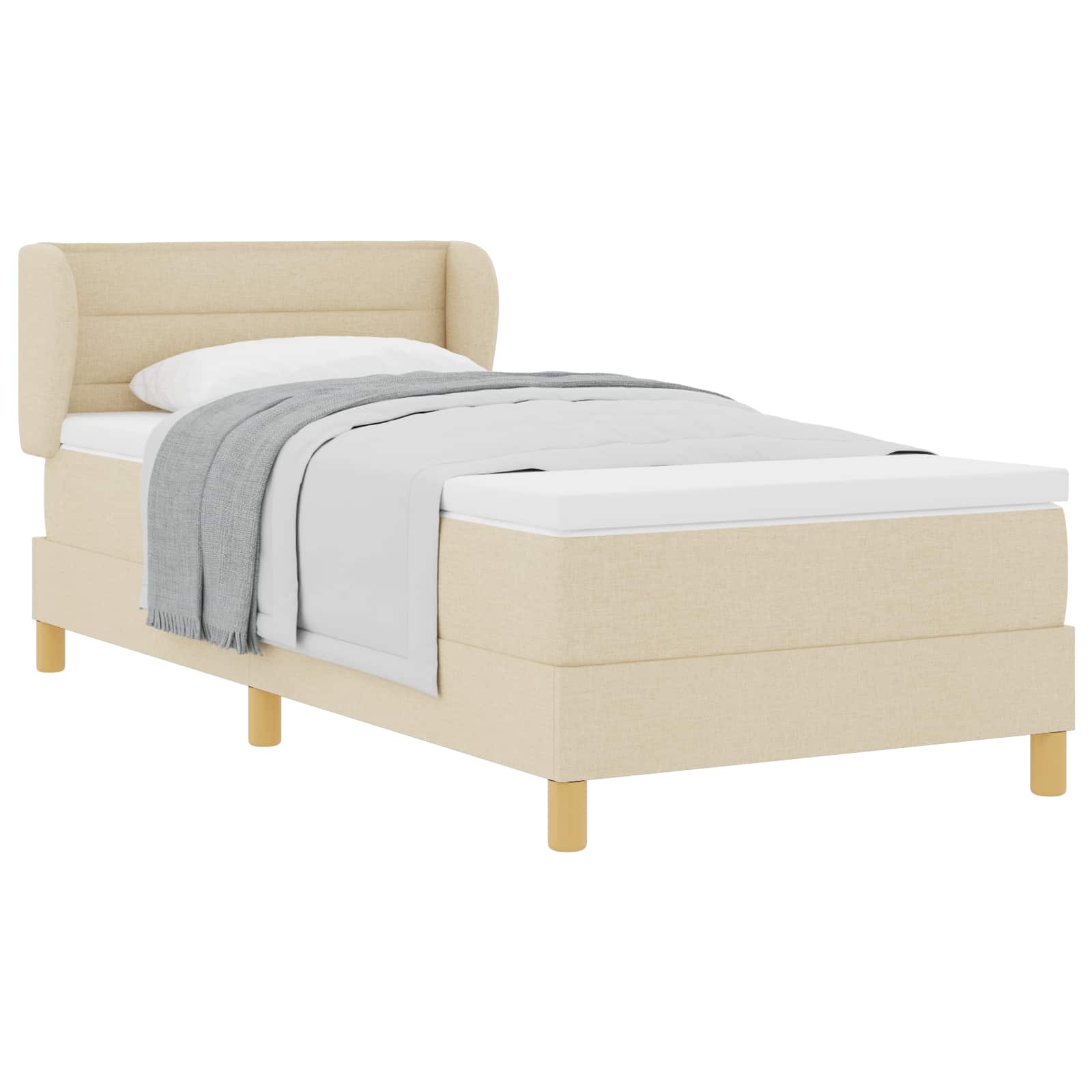Lit à ressorts avec matelas Crème 100 x 200 cm tissu - XIOS
