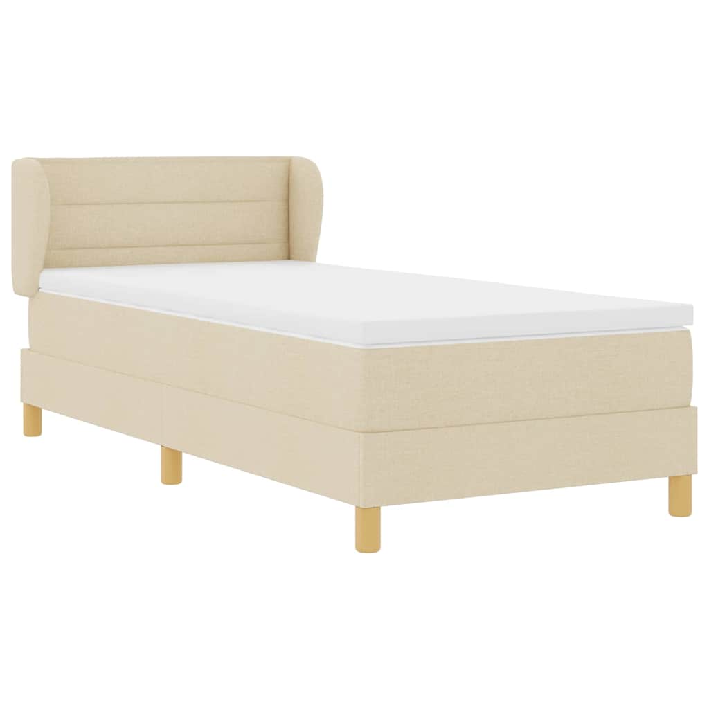 Lit à ressorts avec matelas Crème 100 x 200 cm tissu - XIOS