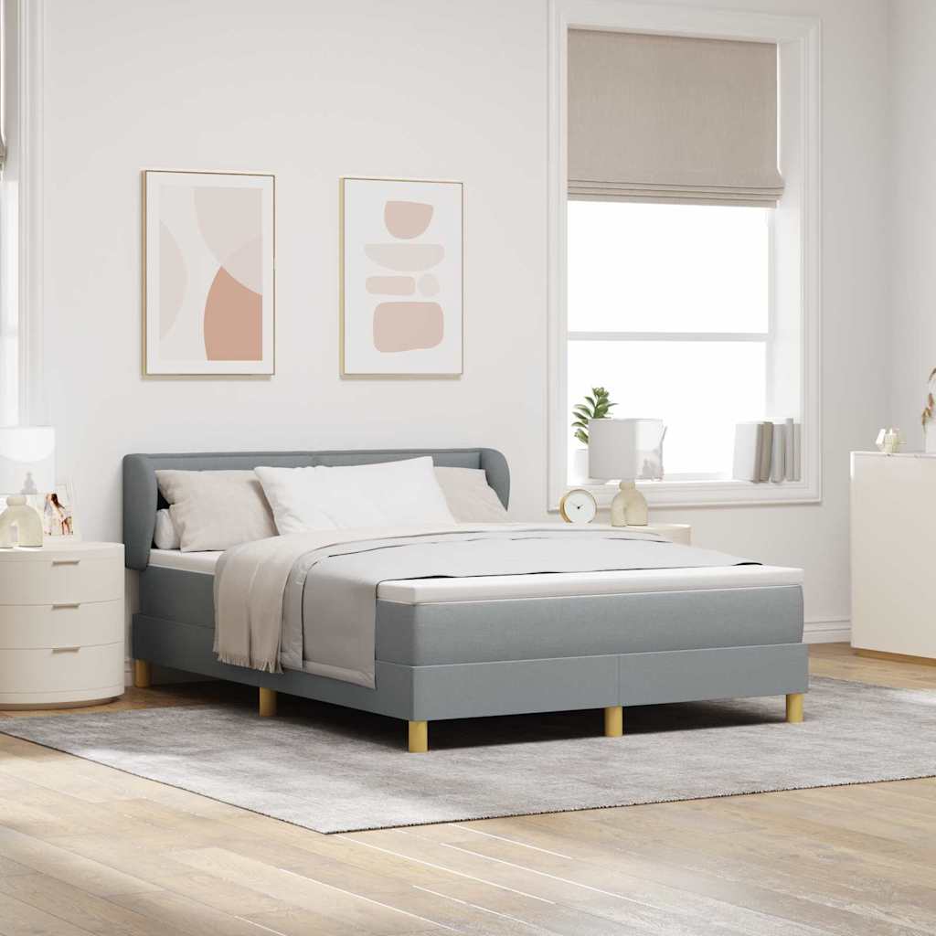 Lit à ressorts avec matelas Gris clair 140 x 190 cm tissu - XIOS