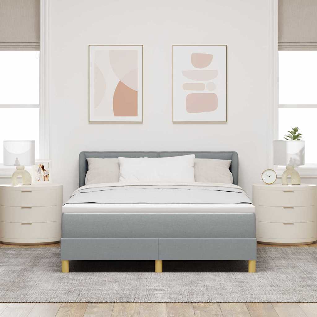Lit à ressorts avec matelas Gris clair 140 x 190 cm tissu - XIOS