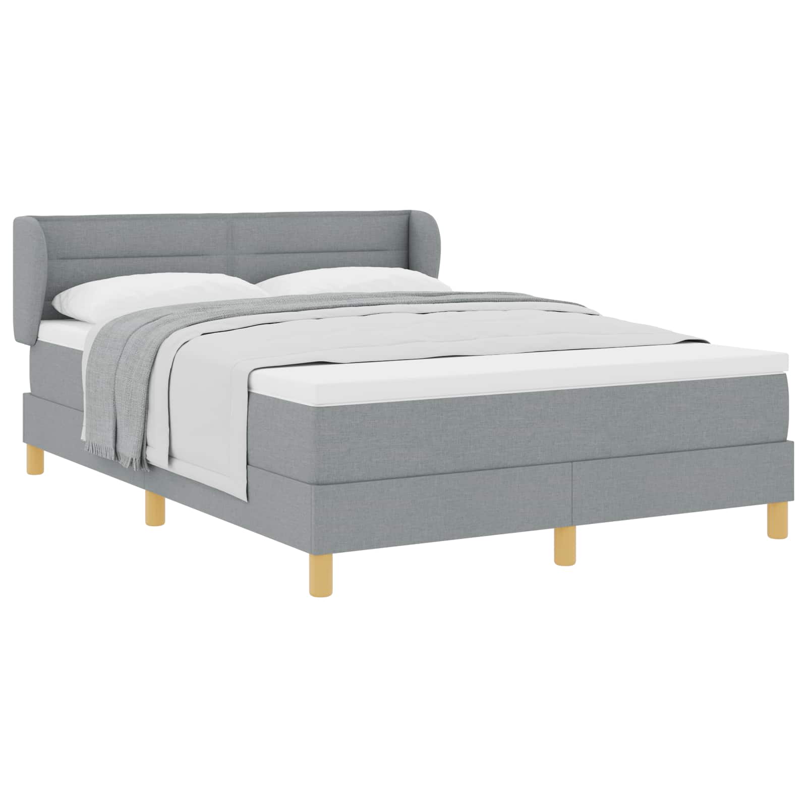Lit à ressorts avec matelas Gris clair 140 x 190 cm tissu - XIOS