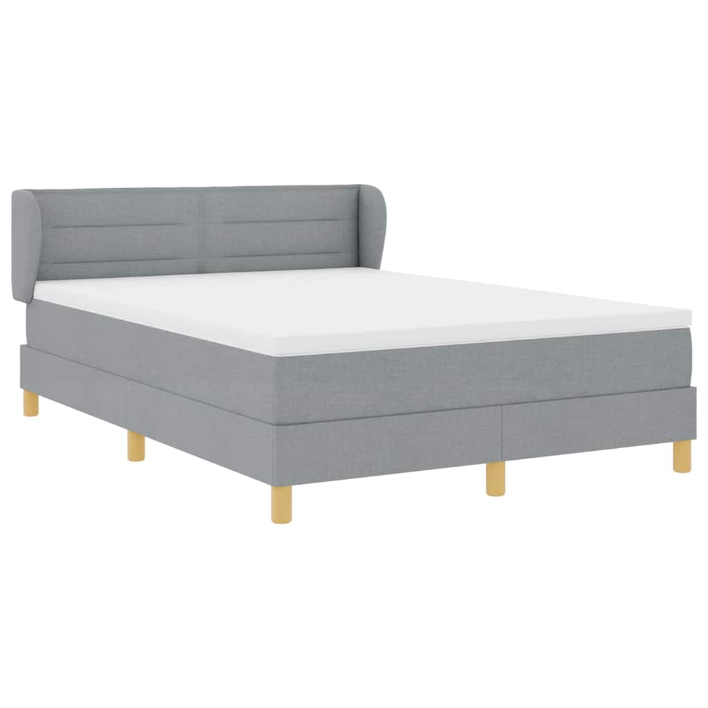 Lit à ressorts avec matelas Gris clair 140 x 190 cm tissu - XIOS